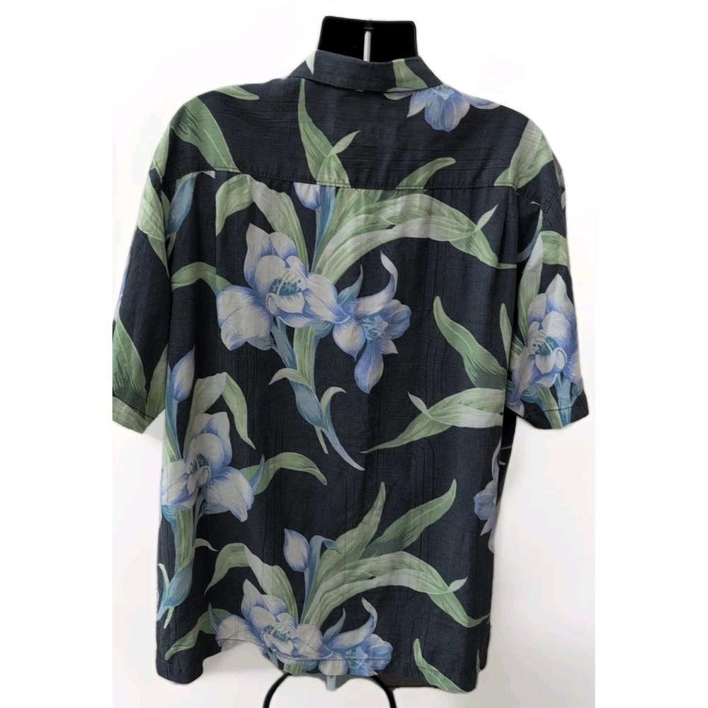 Tommy Bahama Button Up Mens XL Extra Large Gray Blue Green Floral Hawaiian Silk‎ - Picture 3 of 5